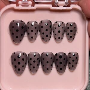 Black Jelly Polka Dot Handmade Press-On Nails